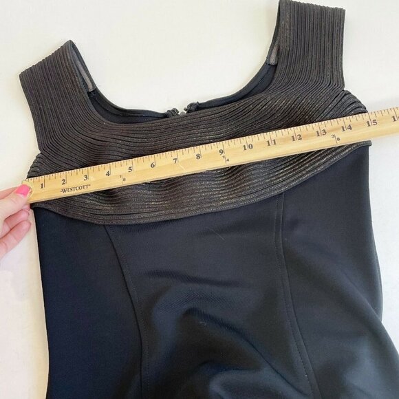 Tadashi Vintage Bodycon Long Evening Formal Dress Black XS Ribbed Y2K 90s - Picture 6 of 8